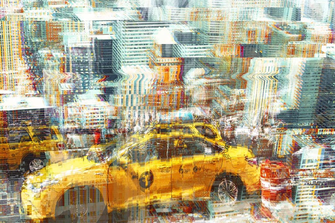 Double exposure en glitch effect met twee NYC foto’s